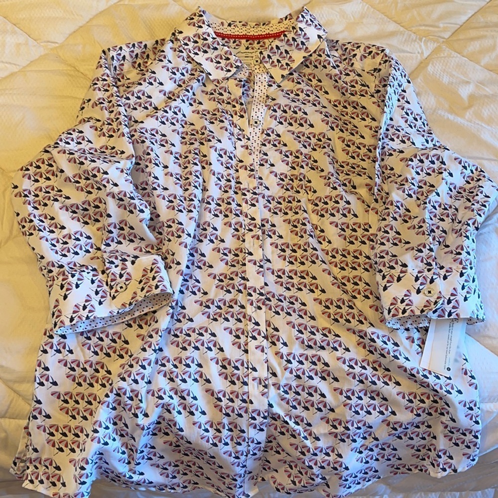 Foxcroft NYC 16W 16 beach umbrella shirt button